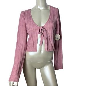 Jolie & Joy Pink Long Sleeve Knit Tie Top